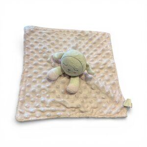 SECURITY BLANKET Pink Textured Fabric White Plush Sheep Lamb Lovey Nunu Binky